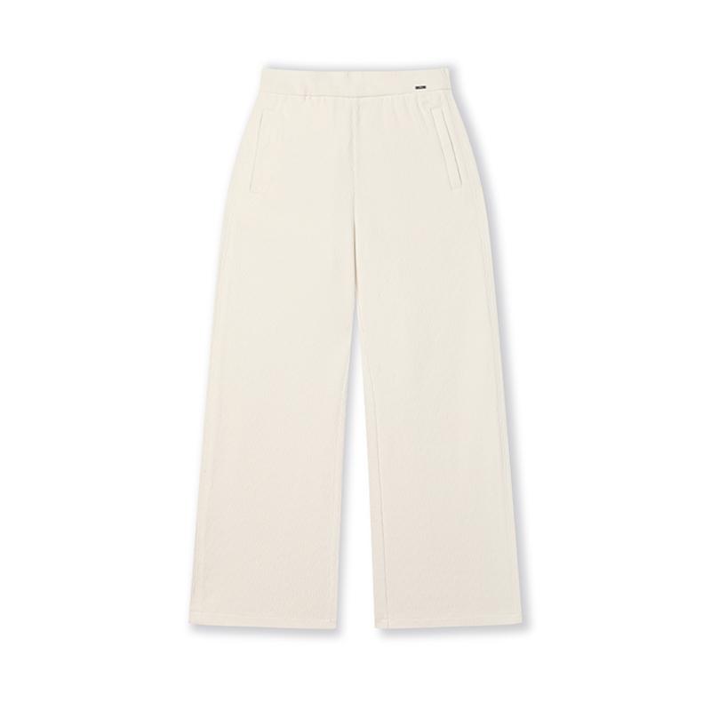 FILA Comfortable Loose Knit Wide Leg Casual Pants Women bottoms Ice-Cream-White F11W513602FIV
