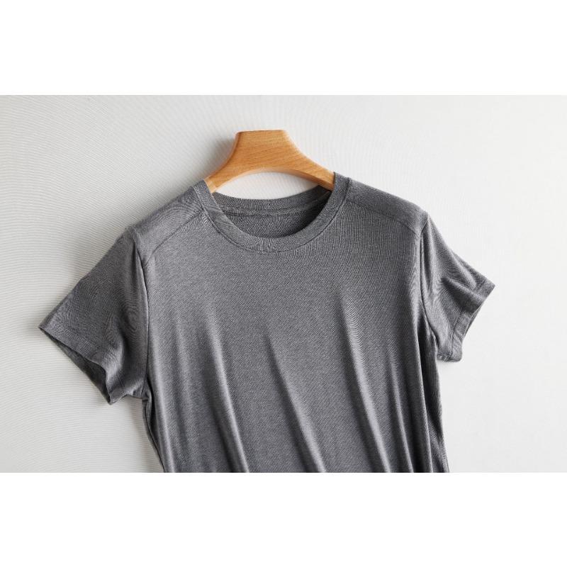 Women's Acetate Tencel Slim T-shirt Hundred Fashionable Tops Soft Skin-friendly Slash Short-sleeved