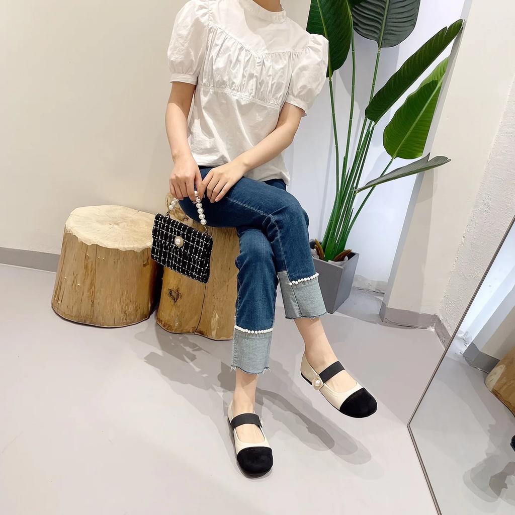 Fashion Flat Shoes for Women 2025 Spring Autumn Square Toe Mary Jane Plus Size Women's Shoes 41-43 Loafers Women Ladies Shoes