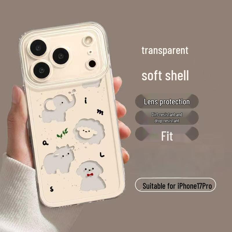 

Hollowed Baby Elephant Apple 17 Pro Max Space iPhone Case, Air/16/15 Drop-Proof Soft Cover. iPhone 11 Pro Max