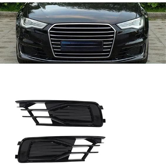 Fog Light Lamp Lower Grille Cover Compatible for Au-di A6 C7 C7.5 Sedan 2016 2017 2018 Black Grill 4G0807681AD 4G0807647T Car Accessories(1