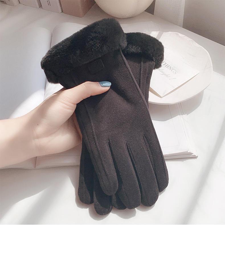 1pair Women Winter Thick Plush Gloves Fashion Warm Suede Outdoor Guantes Lady Touchscreen Driving Gloves Sports Cycling Mittens