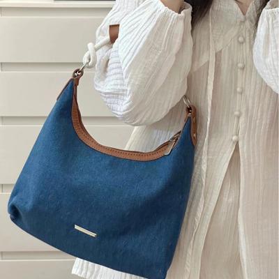 Vielseitige Retro-Denim-Tragetasche im Hongkong-Stil, neue High-End-Nischen-Achseltasche, Schulter-Crossbody-Tasche für Damen