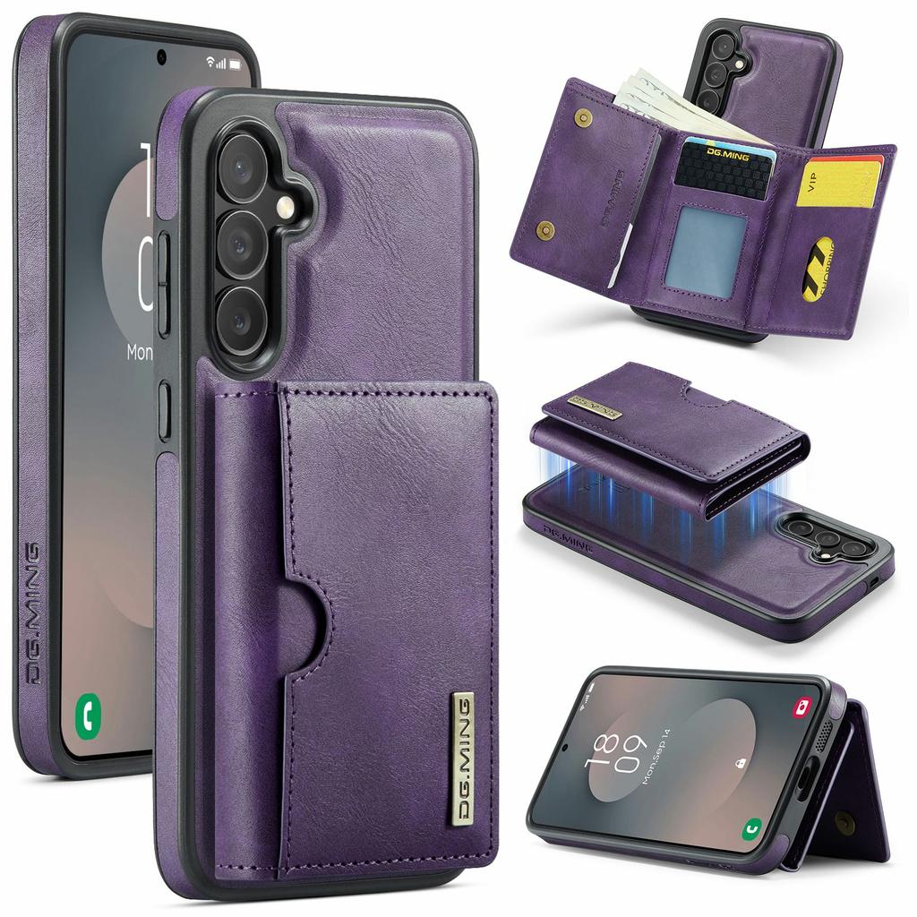 DG.MING M6 Series For Samsung Galaxy S25 FE Case Magnetic Wallet PU + PC + TPU Phone Cover