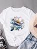 (Asian Size) Women's Top Flower Cute 90s Fashion T Clothing Print Female Casual  Short Sleeve T-shirts Graphic Tee