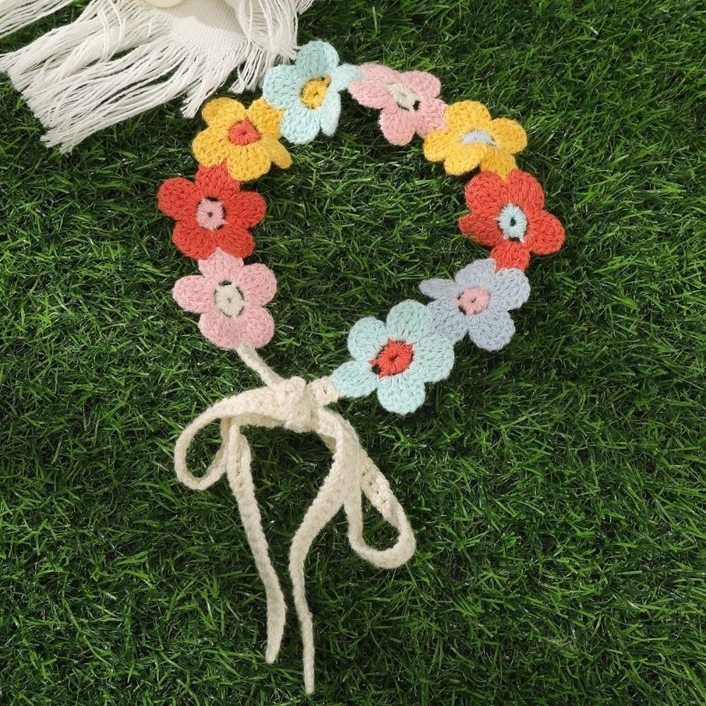 Countryside Style Crochet Hair Bands French Hair Scarf Fashion Flower Hair Bands  Girl