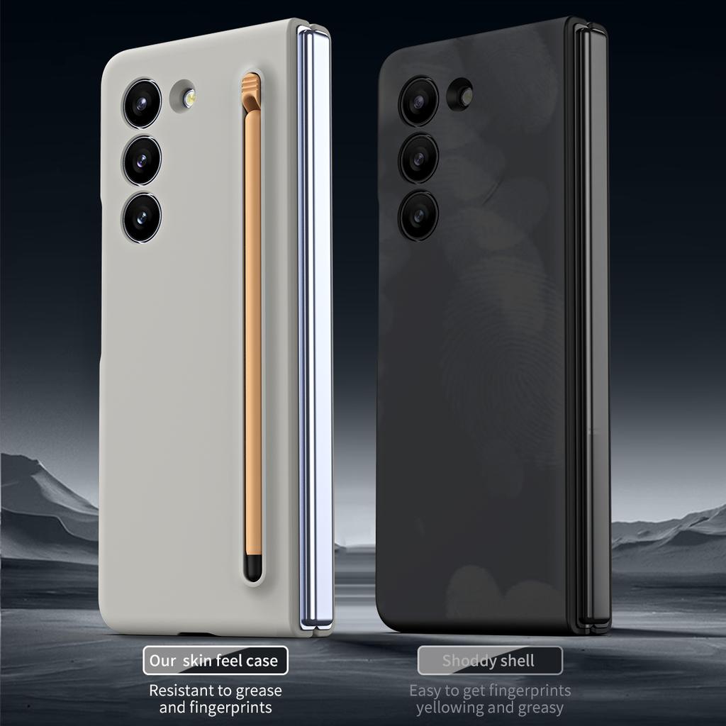 For Galaxy Z Fold6 5G Phone Case Skin-Touch Hard PC Shell with Stylus