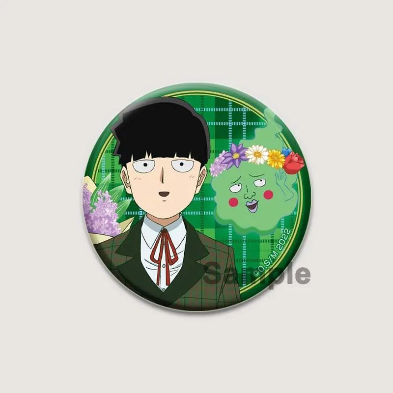 32/44/58mm Japanese Anime Mob Psycho 100 Badges On Backpack Accessories Lapel Pins Cartoon Brooches for Clothes Bag Decor Fans Gifts