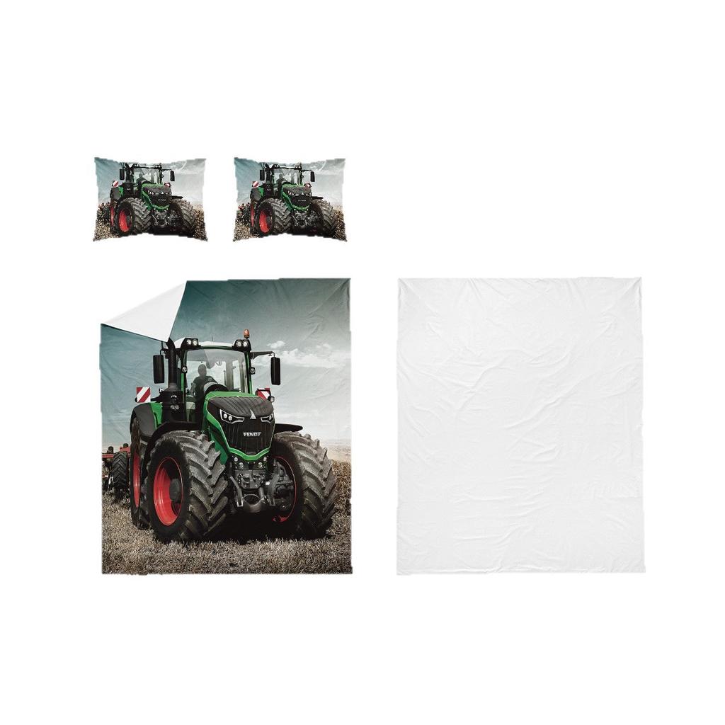 Tractor Pattern Grinding Three-Piece Quilt Cover Digital Printing Kit Quilt Cover Pillowcase Bedding