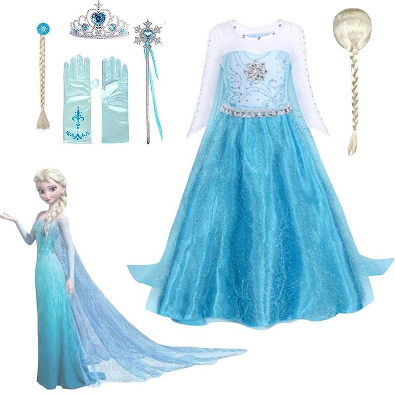 Elsa Princess Dress For Girls Halloween Costume Kids Fairy Tale Dress