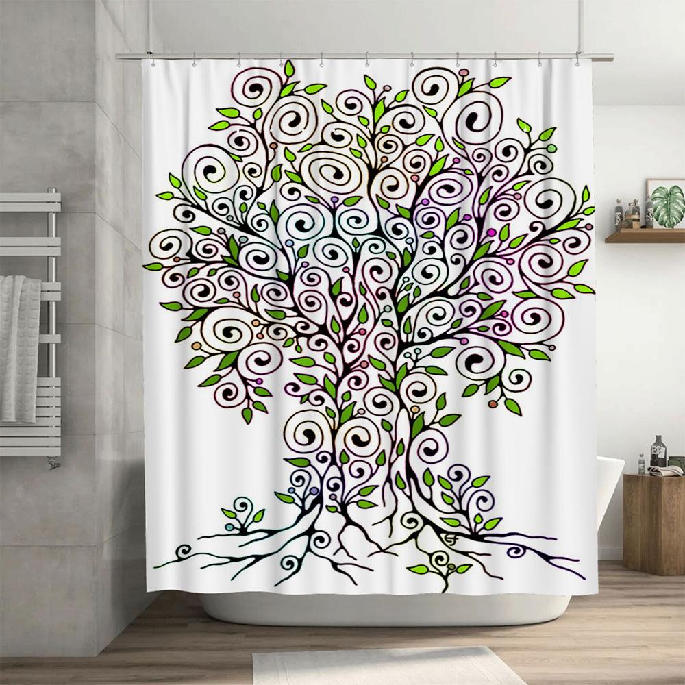 Colorful Tree Shower Curtain Modern Trendy Decor for Your Bathroom Made with Waterproof Fabric for Long Lasting Use