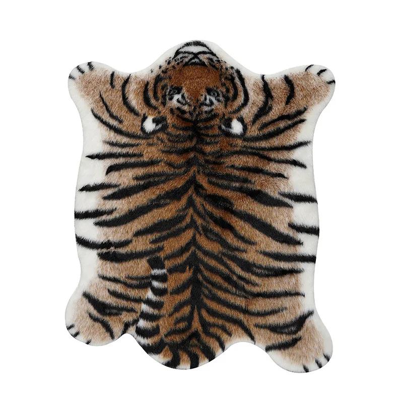 110x85cm Soft Fluffy Tiger Faux Fur Carpet Imitation Tiger Hide Printed Animal Skins Area Rug Faux Fur Cute Rugs