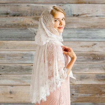 Katedral Brudslöjor Infinity Kapell Inspirerad Bön Latinsk Mässa Spets Mantilla Kyrka Muslimsk Kommunion Huvudbonad Slöja