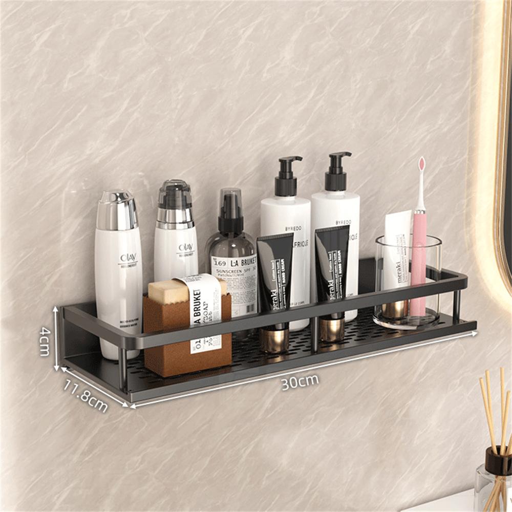 

Simple Aluminum Alloy Bathroom Wall Shelf Without Drilling for Bathroom Toilet Washbasin Grocery Porch Storage Home Garden