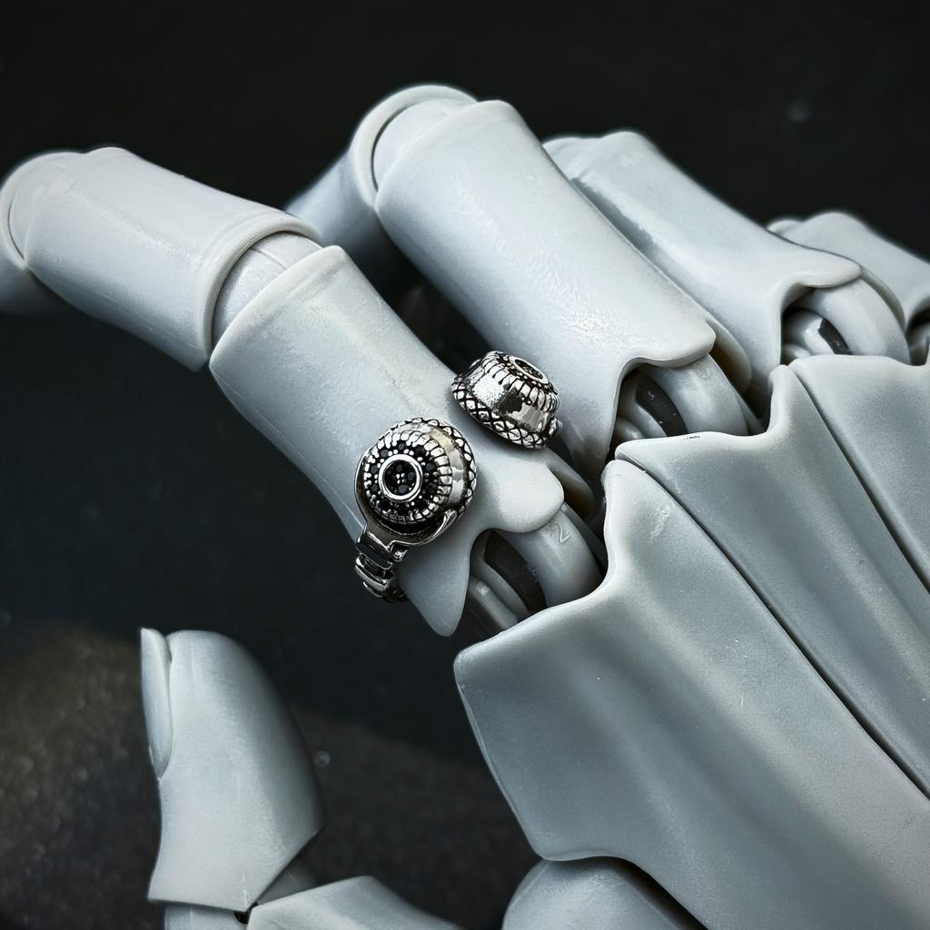 Retro Headphones Adjustable Open Ring For Men Silver-plated Copper Punk Gothic Edgy Jewelry Trendy Accessories Music Lovers Gift