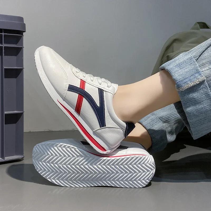 Moda Informal Zapatillas De Deporte De Cabeza Redonda, Zapatos Ligeros, Versátil, Transpirável, Cross-lace, Blanco,tenis Womens Shoes