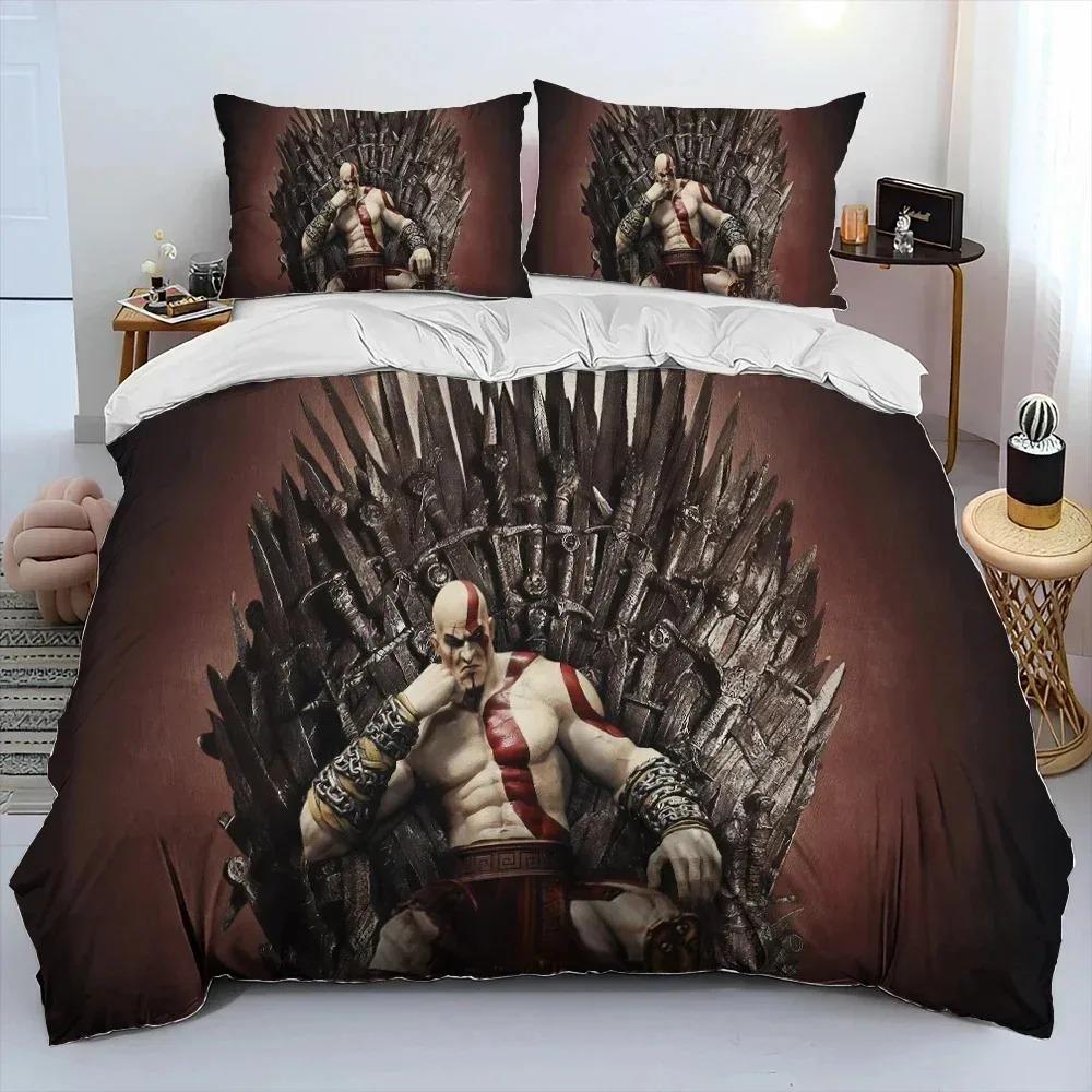 Game God of War Kratos Bedding Set Duvet Cover Bed Set Quilt Cover Pillowcase Comforter King Queen Size Boys Adult Bedding Set
