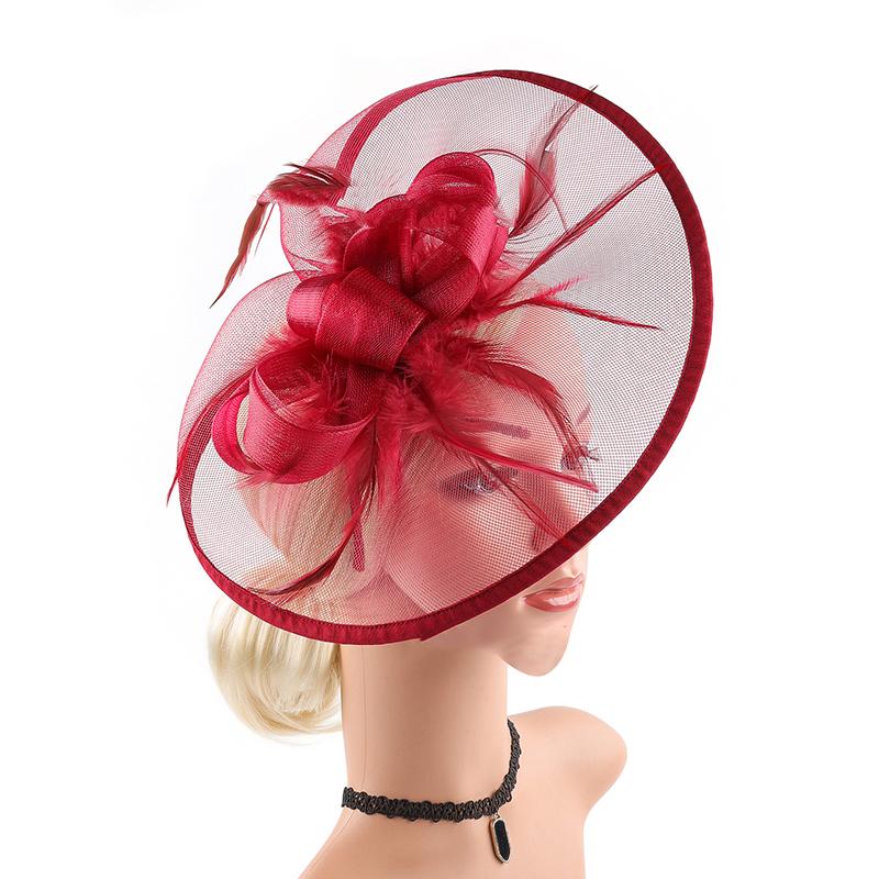 Feathers Hair Band For Women Fancy Tea Party Hats Elegant Bride Wedding Party Headdress Tea Party Makeup Prom Party Headpiece