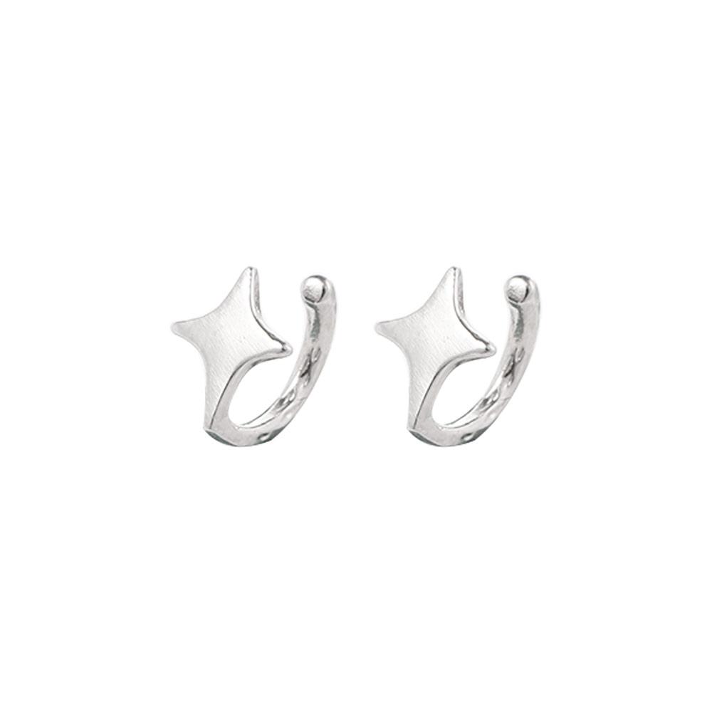 

Chic 2pcs Clip Earring Silver Color Ear Cuff Star Shaped Korean Style Women Earrings Cartilage Stud Star Ear Clips серебряный