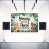 2D Young Wild & Three 3rd Birthday Backdrop Jungle Tiger Safari Photography Background Cloth