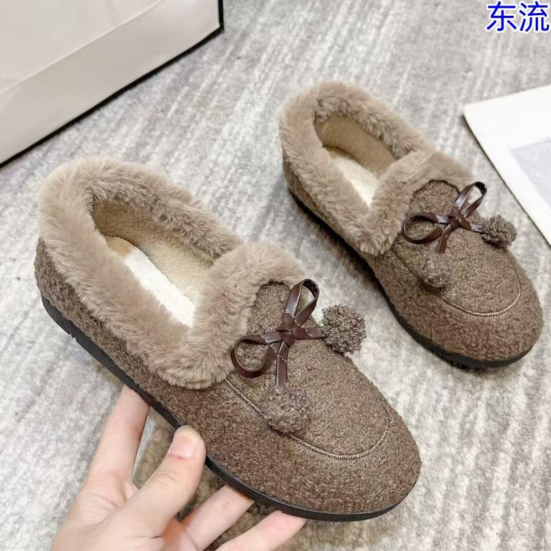 Suede autumn and winter new Doudou shoes pregnant women fleece thickened snow boots cotton shoes