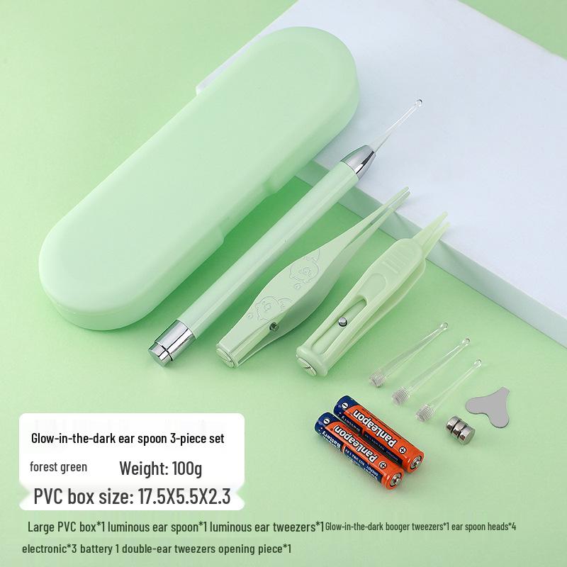 LED Ohrreinigungsset für Kinder: Leuchtendes Ohrstäbchen, Baby-Pinzette mit Licht & Wiederaufladbares Weichspitzen-Werkzeug
