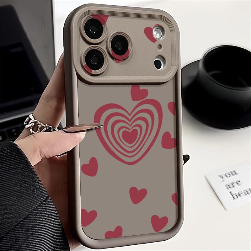 Soft TPU Phone Case For iPhone 17 Pro 15 16 Pro Max 14 13 Pro Max 16e 17e Love Hearts Printed Candy Color Silicone Back Cover