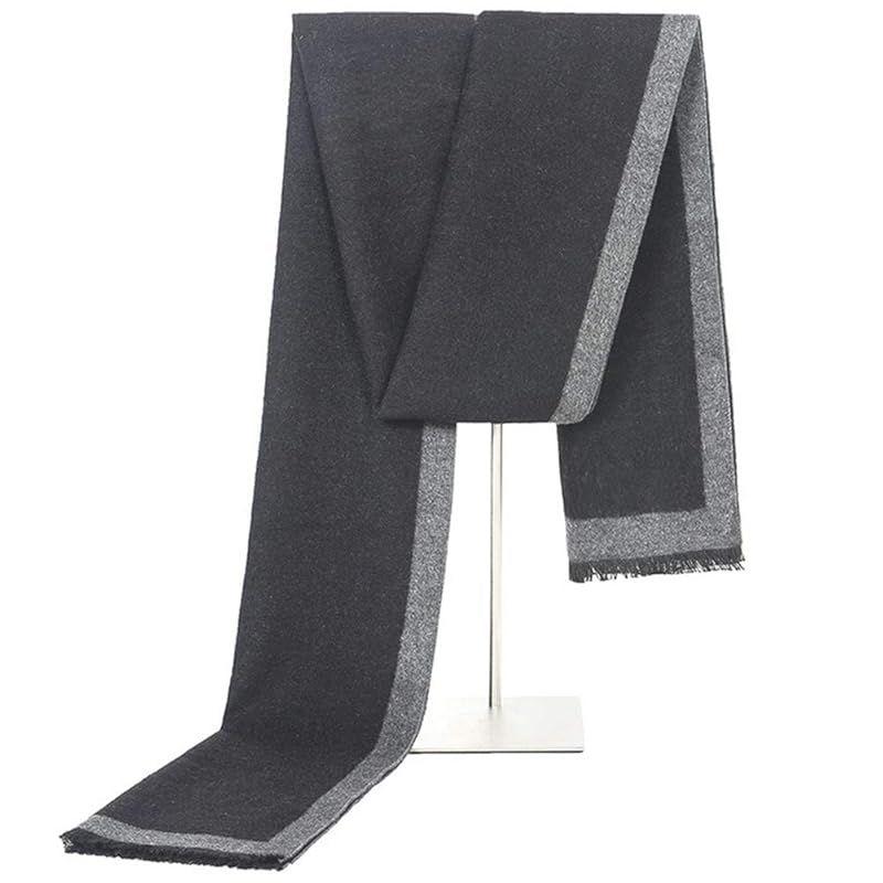 Used [NEW] [FQZMQBQ] Men's Cashmere Scarf, Large Stole, Black, Gray, Thin, Cold Protection, Warm, Stylish, Popular, Compact, Wool, Commuting,