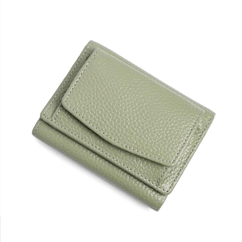 

Женский однотонный кожаный короткий кожаный кошелек с карманом для нескольких карт и пряжкой для монет, маленький кошелек с держателем для карт