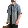 Denim Embroidered Short-sleeved Shirt for Men's Spring New Men's Jacket Casual Student Shirt