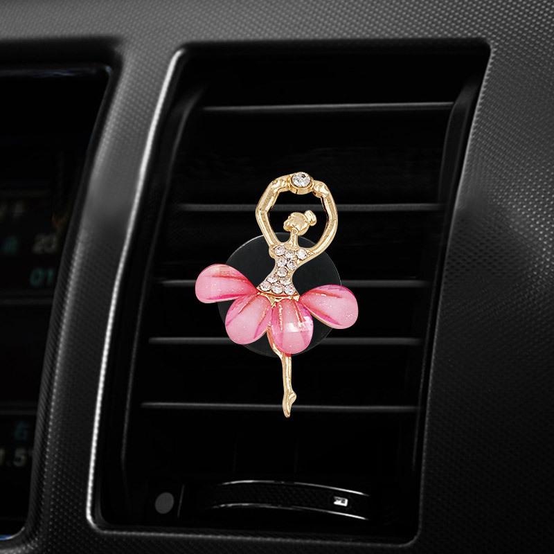 2pcs Hook Car Air Vent Clip Cute Cartoon Creative Ballet Girl Car Perfume Decorative Clip Car Air Freshener Diffuser