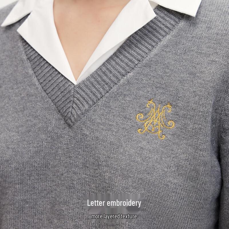 Veromoda Women's College Style Detachable Collar Knit Top