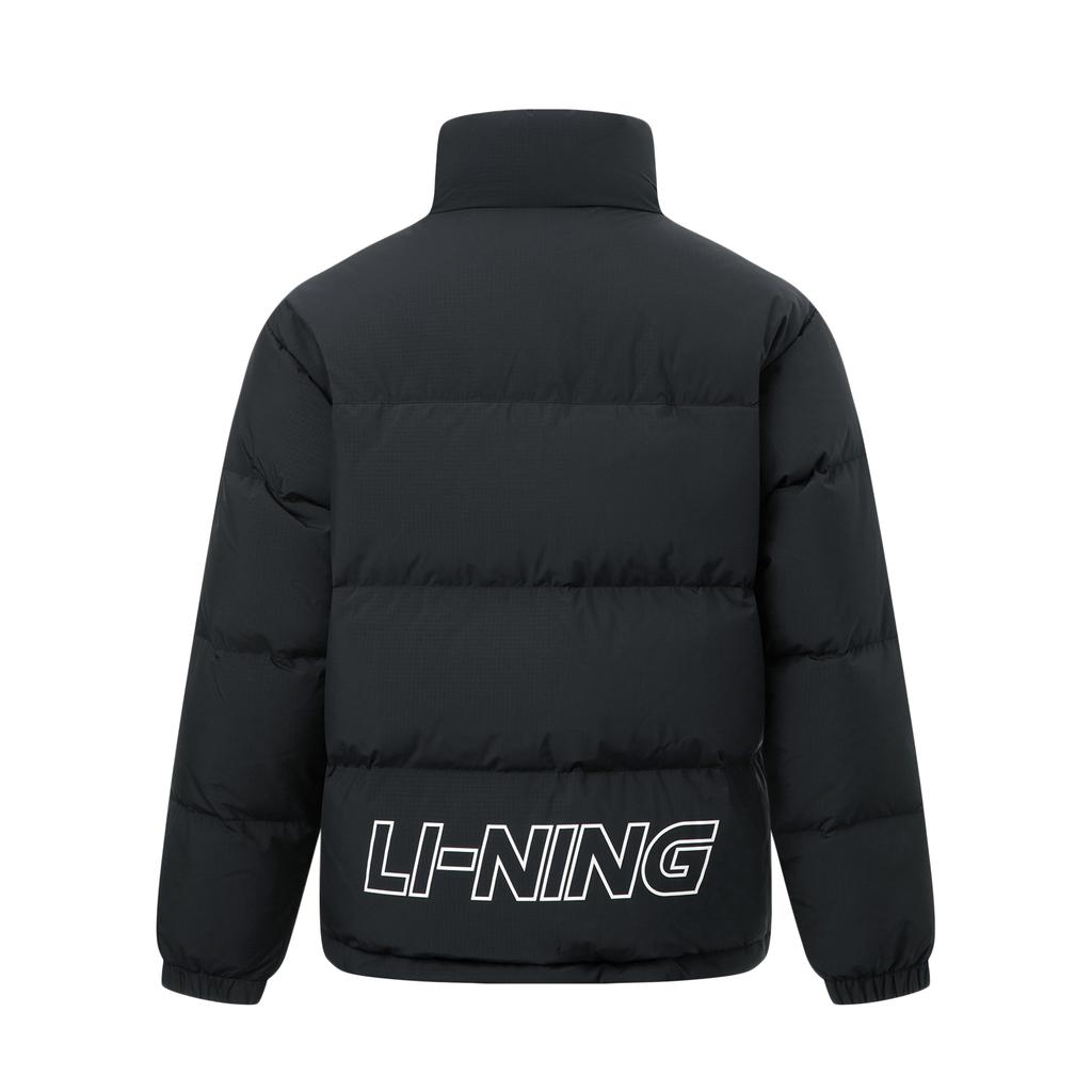Li Ning Hot Pot Down Jacket Series Letter Zipper Stand Collar Comfortable Breathable Casual Down Jacket Unisex Outerwear Black AYMT293-4
