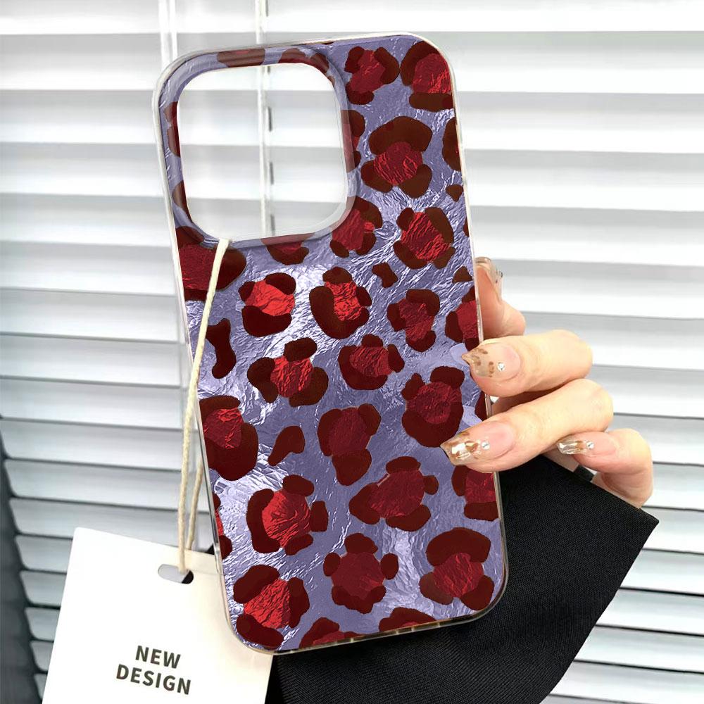 Korean Fashion Pink Leopard Print Phone Case for iphone 17 Air 16 15 14 13 11 12 Pro Max 7 8 Plus X XS XR SE 2022 2020 16e Cover