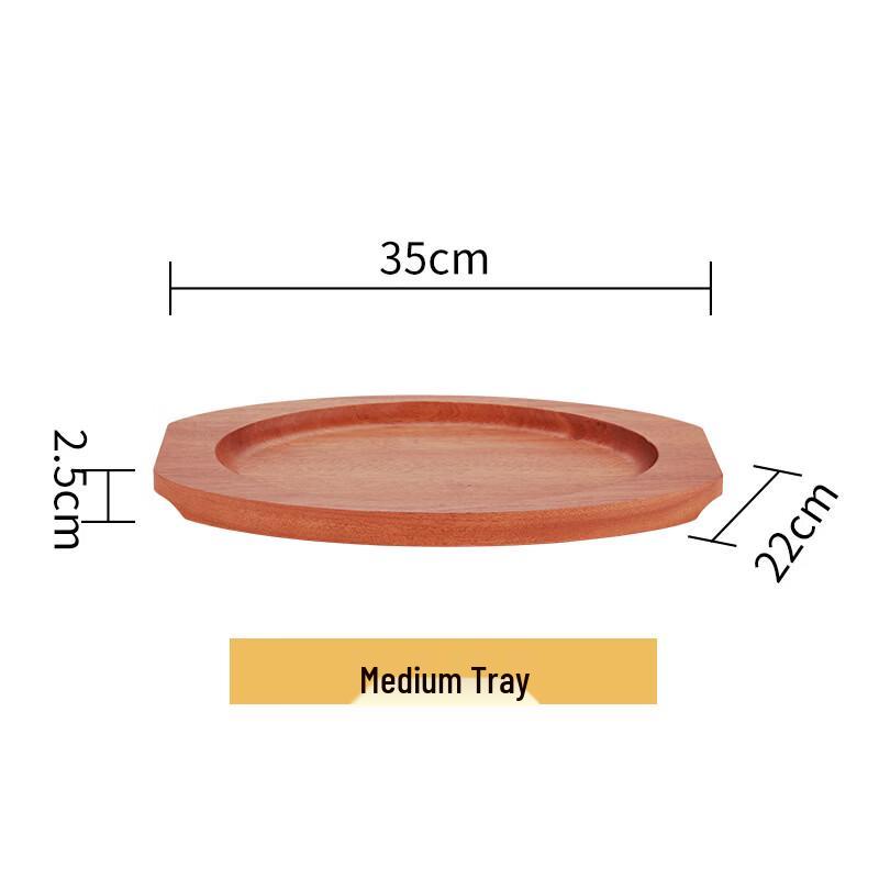 Stainless Steel Oval Dinner Plate with Wooden Tray