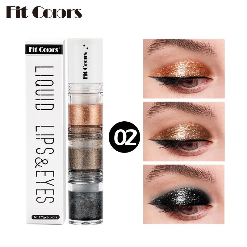 

3 секции Smoky Eye Water Eyeshadow Diamond Liquid Pearl Fine Shimmer Eyeshadow Liquid Lip Liquid 02#
