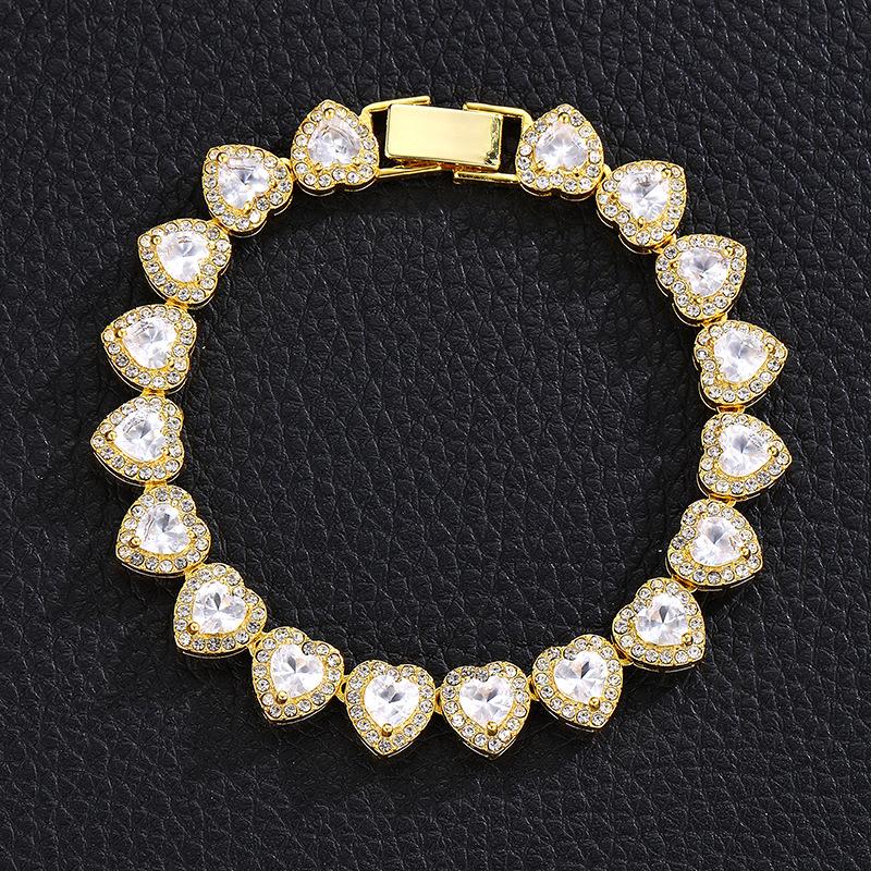 European and American Zirconia Heart Rock Candy Punk Hip Hop Cuban Chain with Full Diamonds