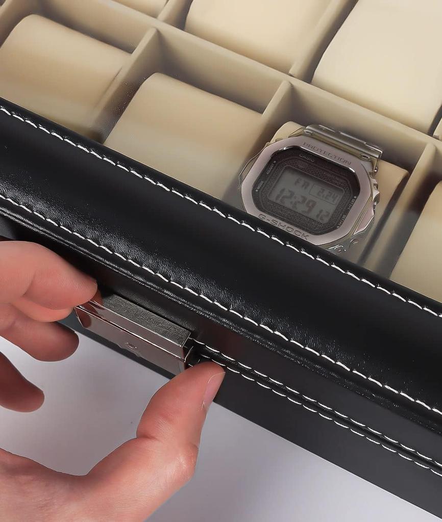 QuiExact Watch Storage Case with Clear Watch Collection Watch Watch and Accessory PU Christmas Gift Window, Box, Case, Storage, Box, Storage, Leather,