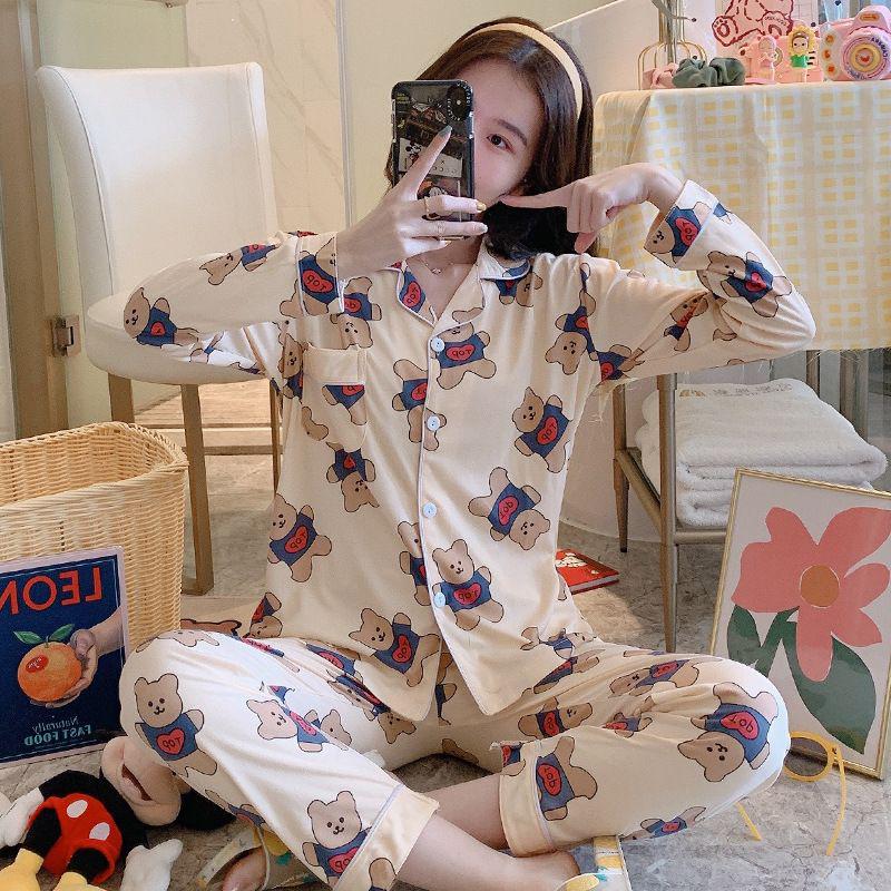 Damen Übergröße Langarm Pyjama Set - Frühling, Sommer, Herbst Homewear