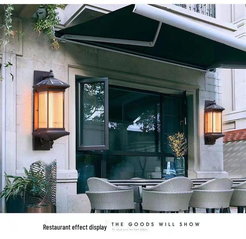 2025 Chinese Style Solar LED Outdoor Wall Sconce - Antique Villa Front Door Lamp, Super Bright