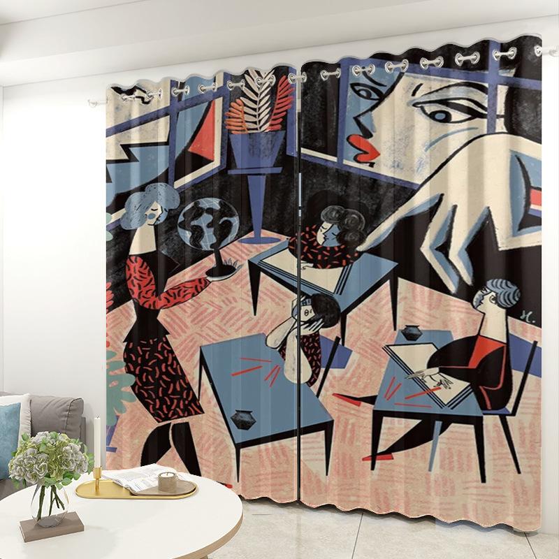 Abstract Curtain Cloth Bedroom Living Room Balcony Blackout Curtain Office Hotel Insulation Curtain