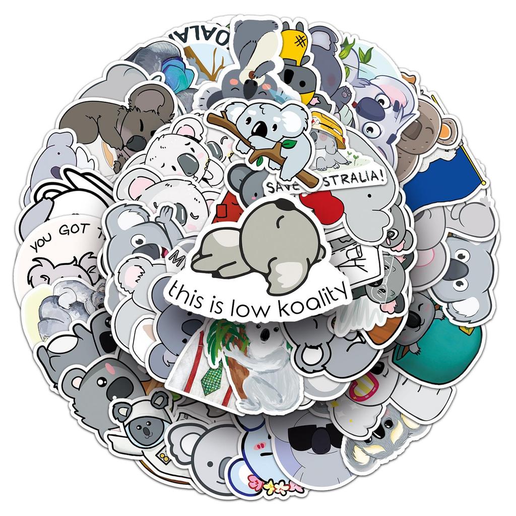 50 Cute Koala Graffiti Stickers: Waterproof Decorative Stickers for Laptop, Car, and Refrigerator.