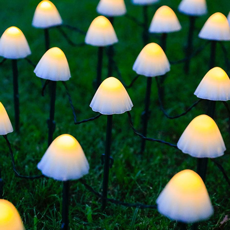 Solar Mushroom Fairy String Lights 20/30/50 LED Mini Mushroom Solar Lights Outdoor Waterproof Solar Mushroom Pathway Lights