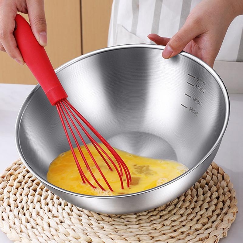 1/4Pcs 17/19/22/24Cm Stainless Steel Salad Bowl Multifunctional Cooking Basin Noodle Bowl Round Silver Bowl Food Container