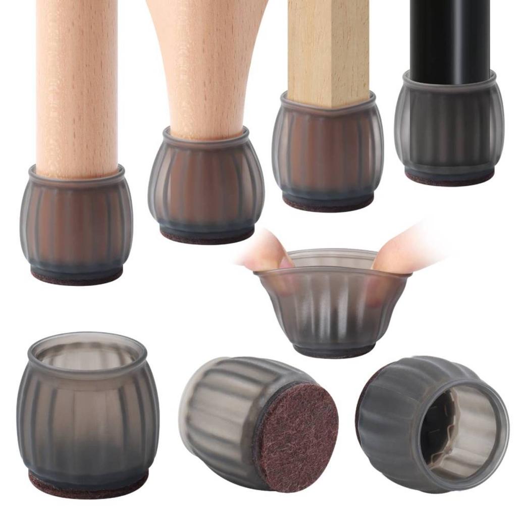 16PCS Chair Leg Cover with Felt Pads Furniture Feet Caps TPE Round Square Anti Slip Table Leg Mat Floor Protectors Socks
