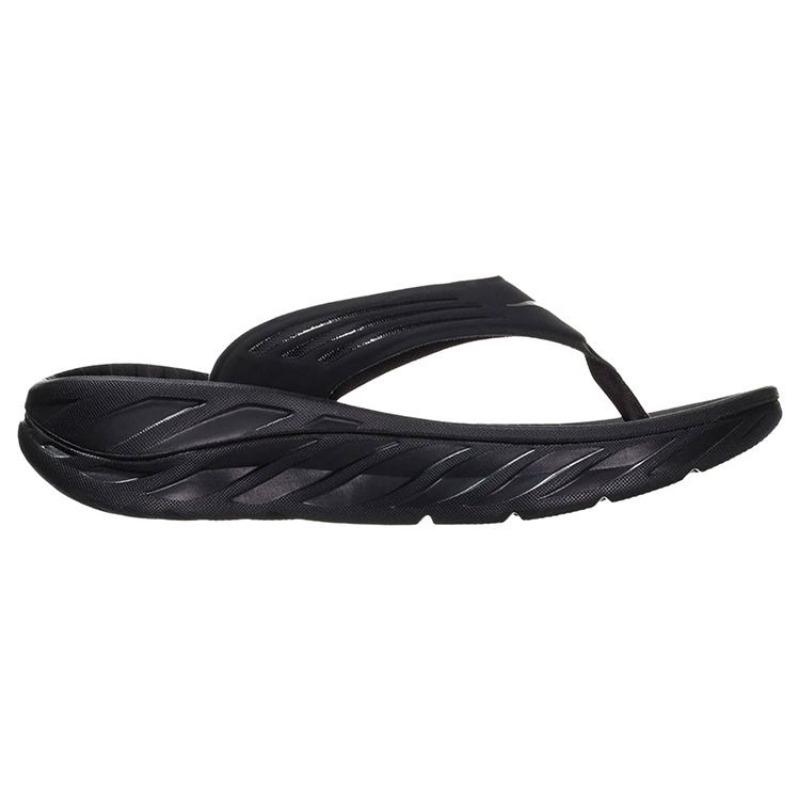 HOKA One One Ora Recovery Flip Men's Flip Flops Thick Sole Rubber Outsole Anti-slip Black 1099675-BDGGR