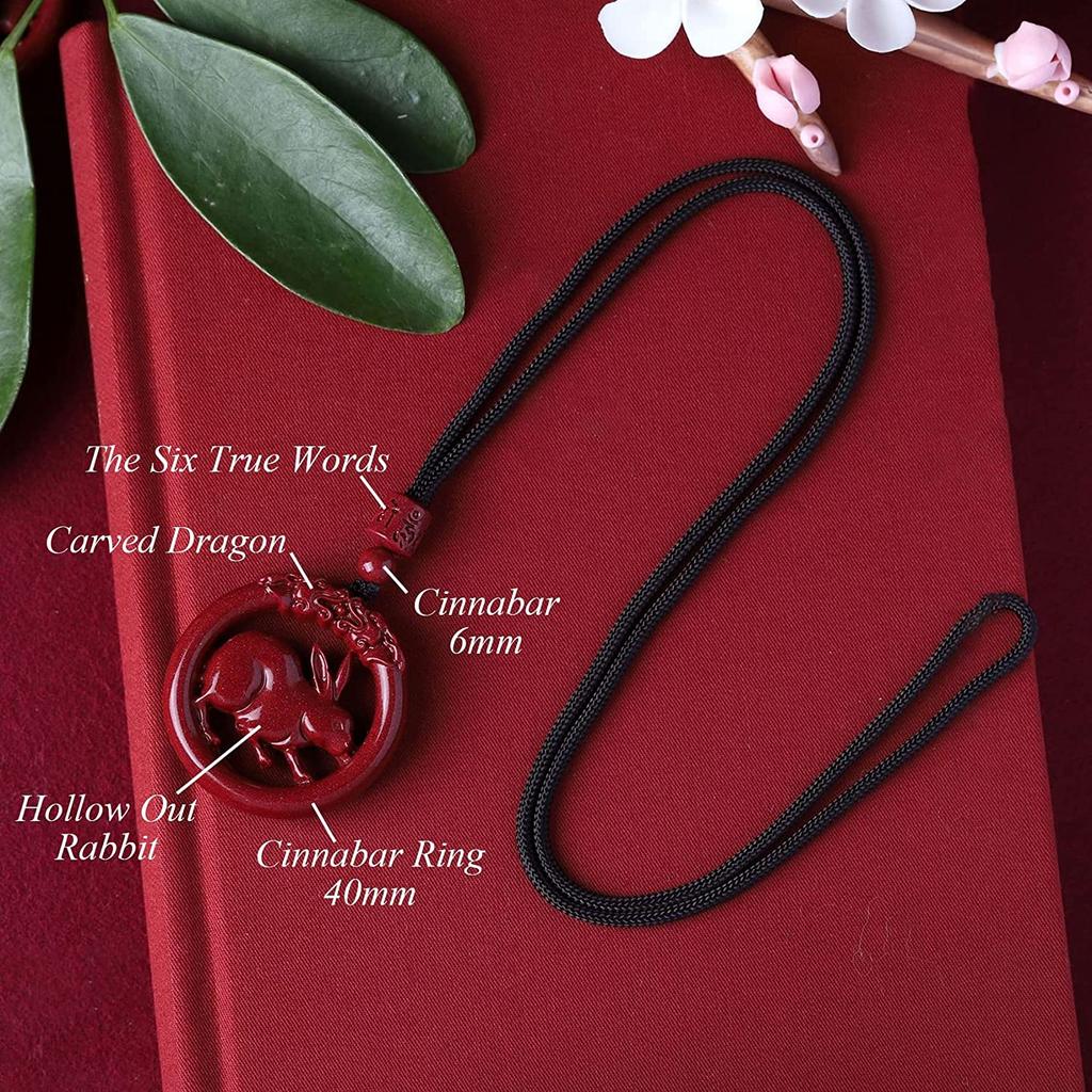 Satın alın Natural Cinnabar Necklace Feng Shui Lucky Zodiac Rabbit ...