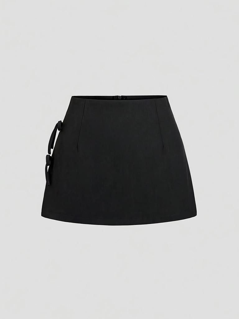 2026 Sexy Bow Tie Lace-Up A-Line Mini Skirt with Slit: Spring/Summer Essential