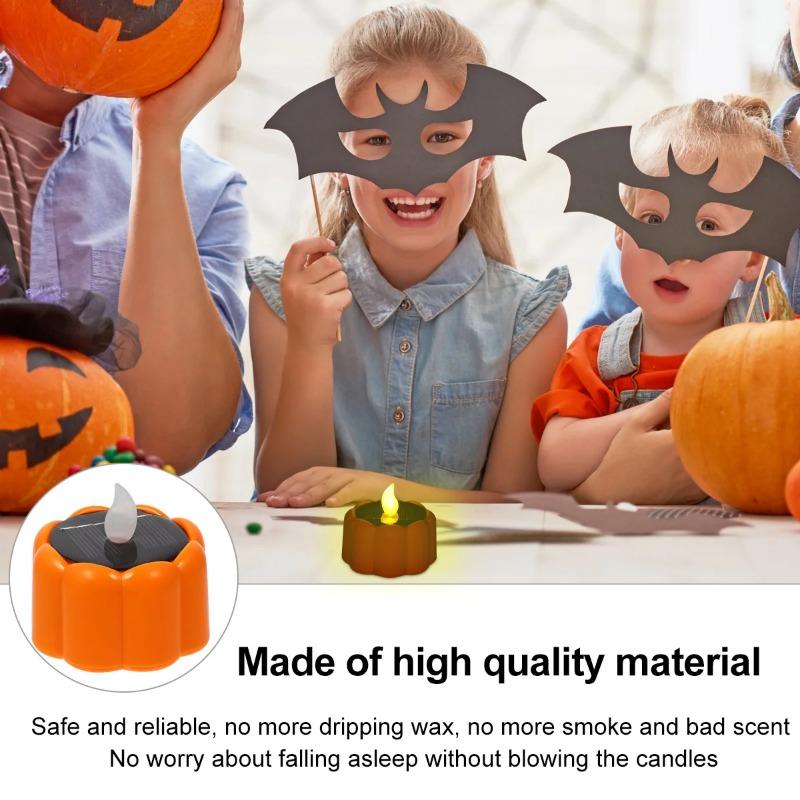Pumpkin Solar Tea Light LED Candle Light Outdoor Waterproof Energy Electronic Flickering Solar Lamp Garden Halloween Home Decor
