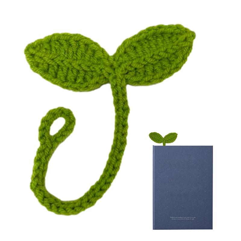 Háčkovaná Pletená Listová Klíček Záložka Roztomilá Ručně Vyráběná Zelená DIY Řemeslná Dekorace Doplňky Dárek k Svátkům Nový Rok přátelská Kompaktní